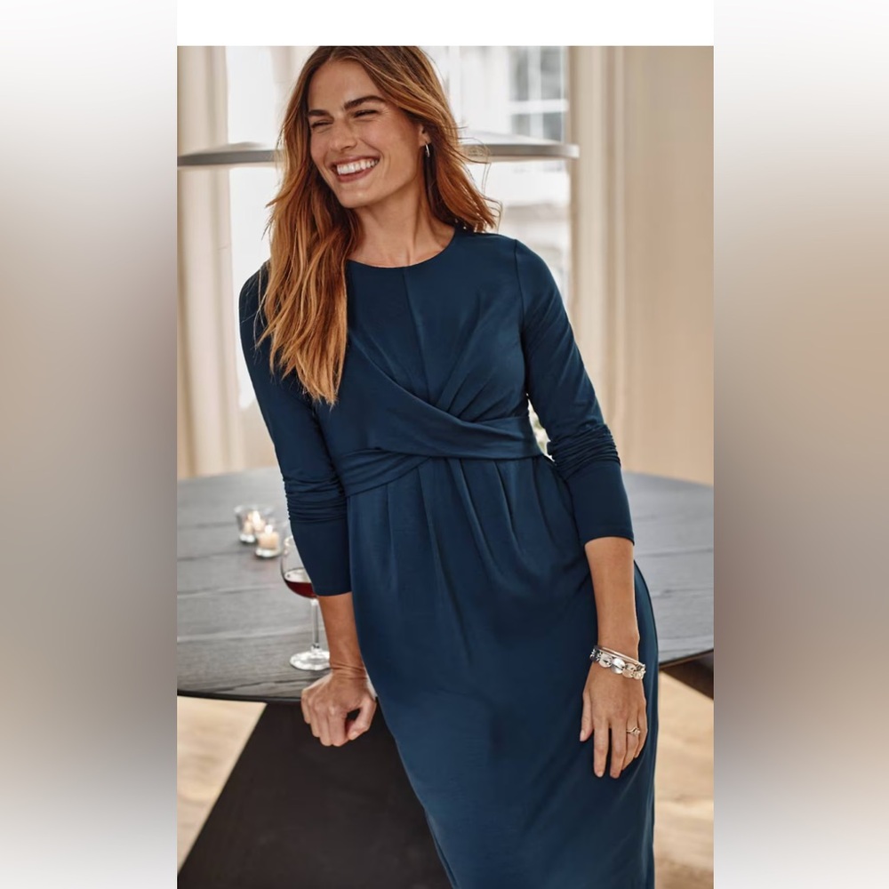 J jill Wearever Collection draped front midi in evening blue. NWT. Retail 129